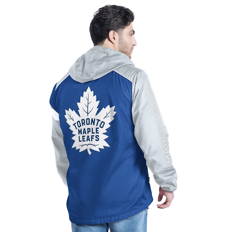 Veste à capuche demi-zip latéral G-III Sports by Carl Banks bleu/gris pour homme des Maple Leafs de Toronto