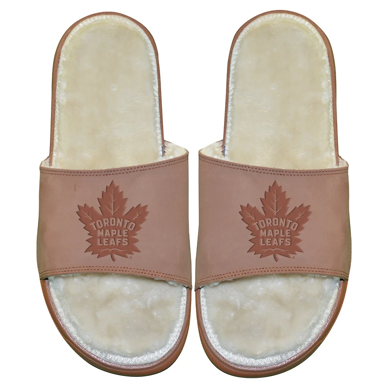 Men's ISlide Toronto Maple Leafs Nubuck Fur Primary Logo Sandals