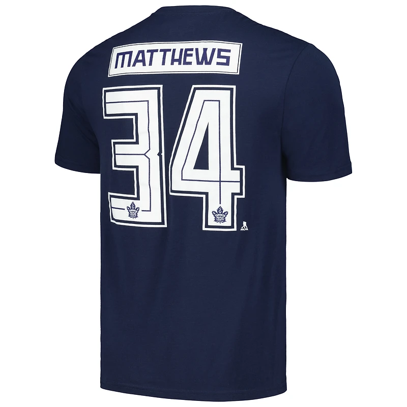 T-shirt avec nom et numéro de joueur Levelwear Auston Matthews bleu marine des Maple Leafs Toronto pour hommes Richmond
