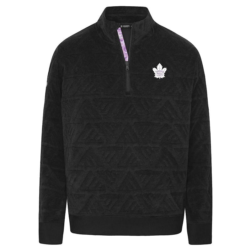 Veste à fermeture éclair quart de Levelwear Camden noire des Maple Leafs Toronto pour homme