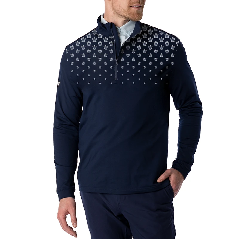 Men's Levelwear Navy Toronto Maple Leafs NHL x PGA - Calibre Quarter-Zip Pullover Top