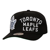 Men's Mitchell & Ness  Black Toronto Maple Leafs Busted Logo Wordmark Wrap-Around Pro Pinch Adjustable Hat