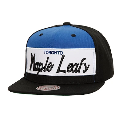 Men's Mitchell & Ness Black Toronto Maple Leafs Retro Script Colorblock Snapback Hat