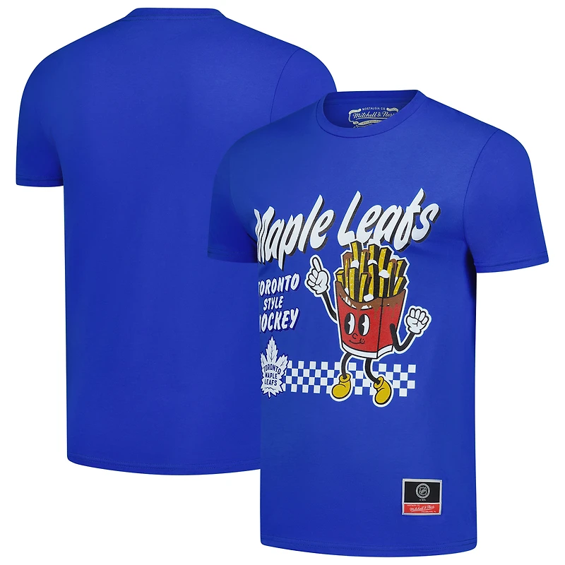 T-shirt bleu Mitchell & Ness pour homme avec motif de nourriture locale des Maple Leafs Toronto