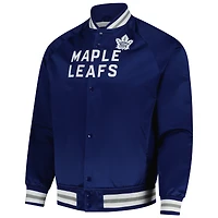 Veste à boutons-pression en satin bleu raglan Mitchell & Ness pour homme des Maple Leafs de Toronto