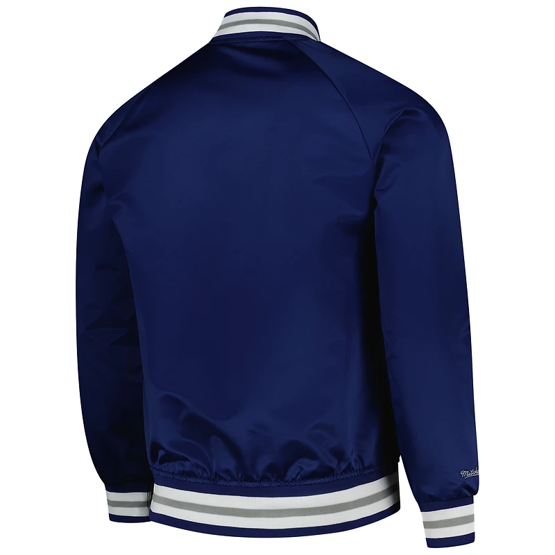 Veste à boutons-pression en satin bleu raglan Mitchell & Ness pour homme des Maple Leafs de Toronto