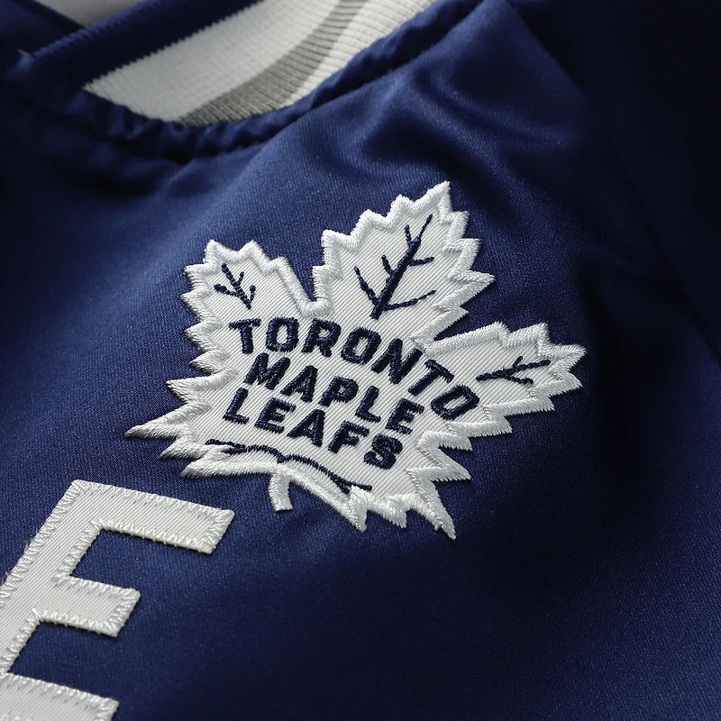 Veste à boutons-pression en satin bleu raglan Mitchell & Ness pour homme des Maple Leafs de Toronto