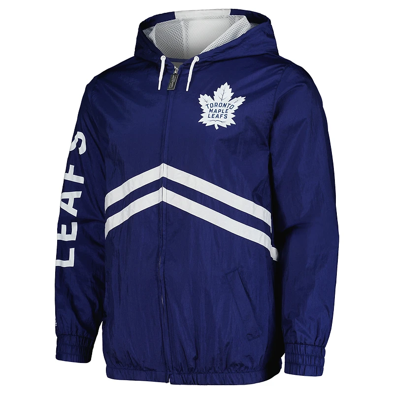 Veste coupe-vent zippée intégrale Mitchell & Ness bleue Toronto Maple Leafs pour homme