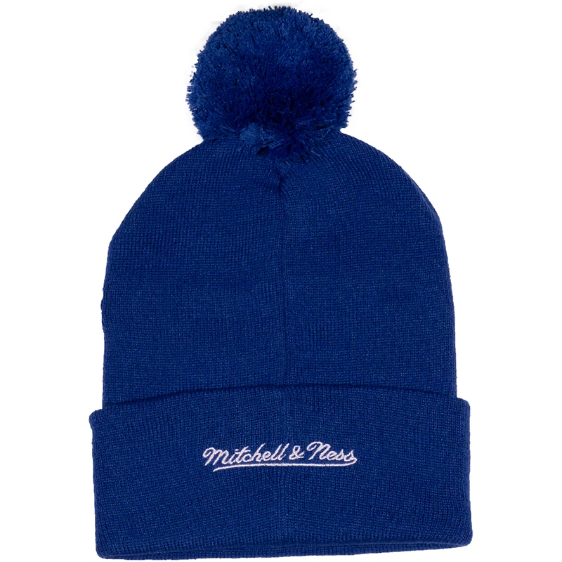 Tuque en tricot à revers universitaire avec pompon des Maple Leafs de Toronto Mitchell & Ness pour homme, bleu