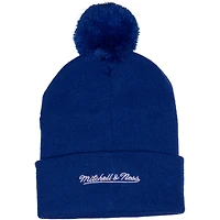 Tuque en tricot à revers universitaire avec pompon des Maple Leafs de Toronto Mitchell & Ness pour homme, bleu