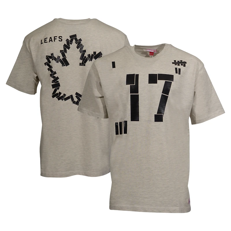 Men's Mitchell & Ness Cream Toronto Maple Leafs Black Tape T-Shirt