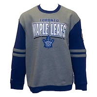 Men's Mitchell & Ness Heather Gray Toronto Maple Leafs All Over Pullover Sweatshirt