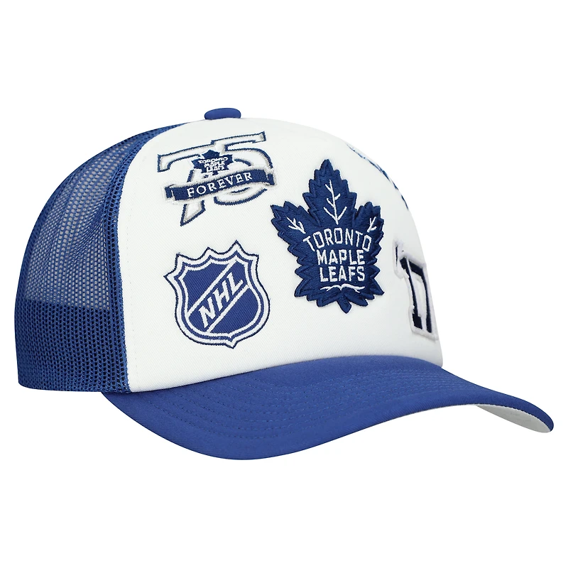 Men's Mitchell & Ness White/Blue Toronto Maple Leafs Gridlock Trucker Adjustable Hat