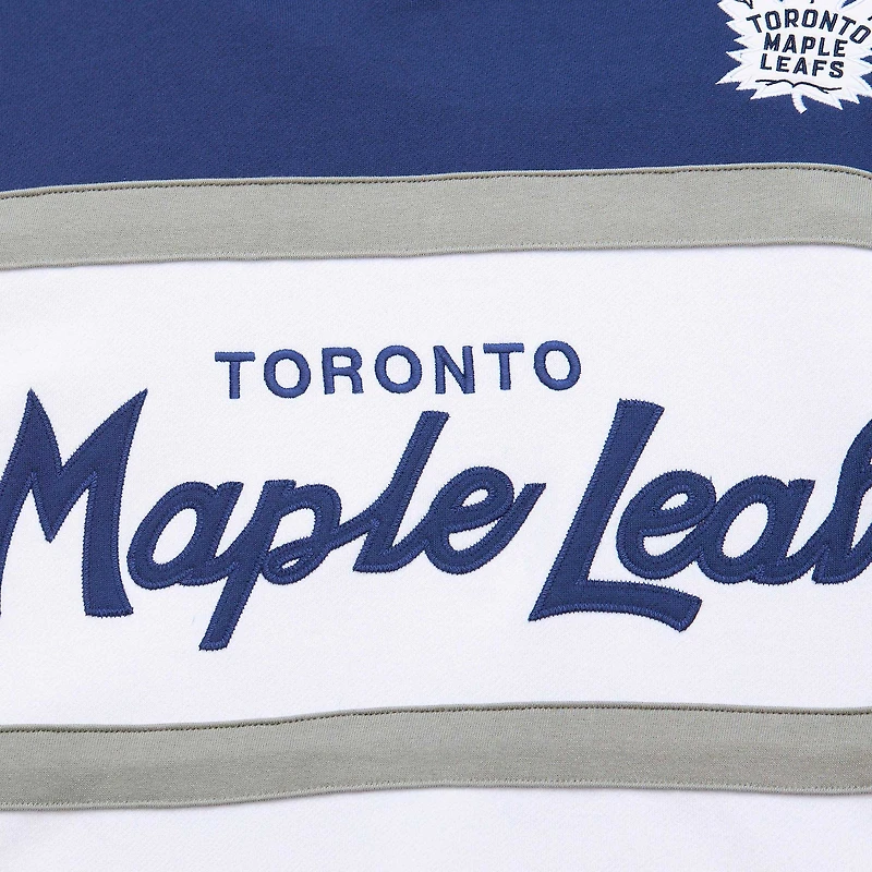 Chandail à capuchon d'entraîneur-chef des Maple Leafs de Toronto blanc/bleu Mitchell & Ness pour hommes