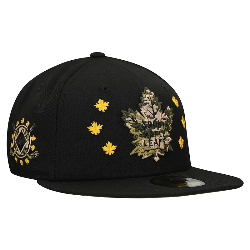 Men's New Era Black Toronto Maple Leafs Military Appreciation Digital Camo Stars 59FIFTY Fitted Hat