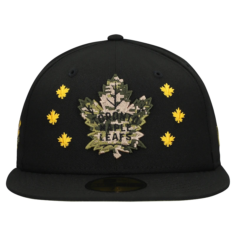 Men's New Era Black Toronto Maple Leafs Military Appreciation Digital Camo Stars 59FIFTY Fitted Hat