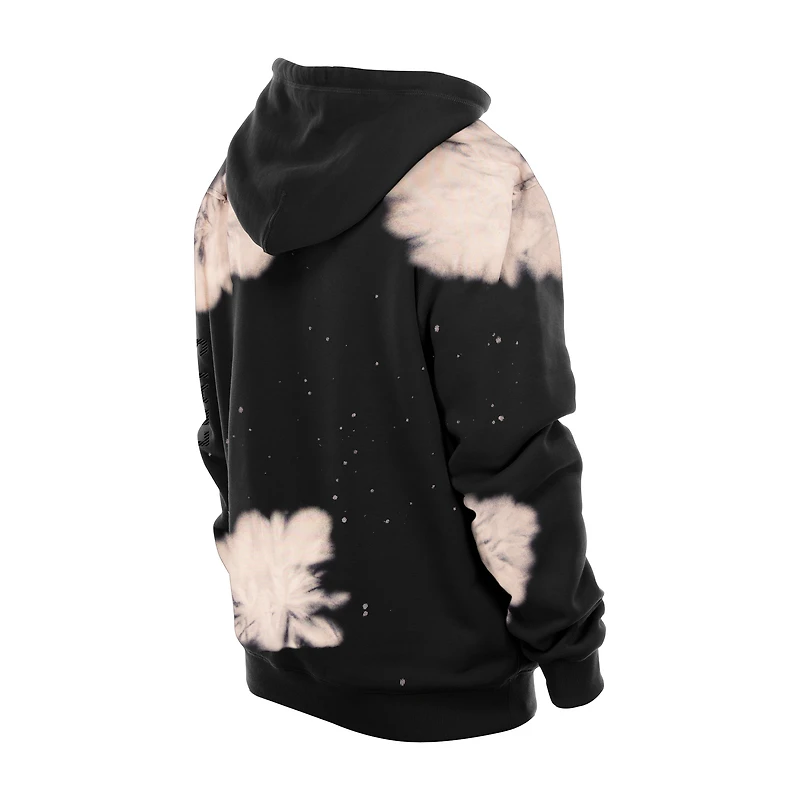 Men's New Era Black Toronto Maple Leafs Oversized Bleached Out Raw Edge Hoodie