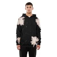 Men's New Era Black Toronto Maple Leafs Oversized Bleached Out Raw Edge Hoodie
