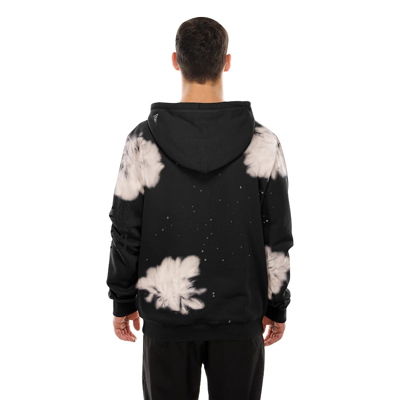 Men's New Era Black Toronto Maple Leafs Oversized Bleached Out Raw Edge Hoodie