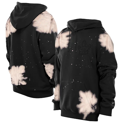 Men's New Era Black Toronto Maple Leafs Oversized Bleached Out Raw Edge Hoodie