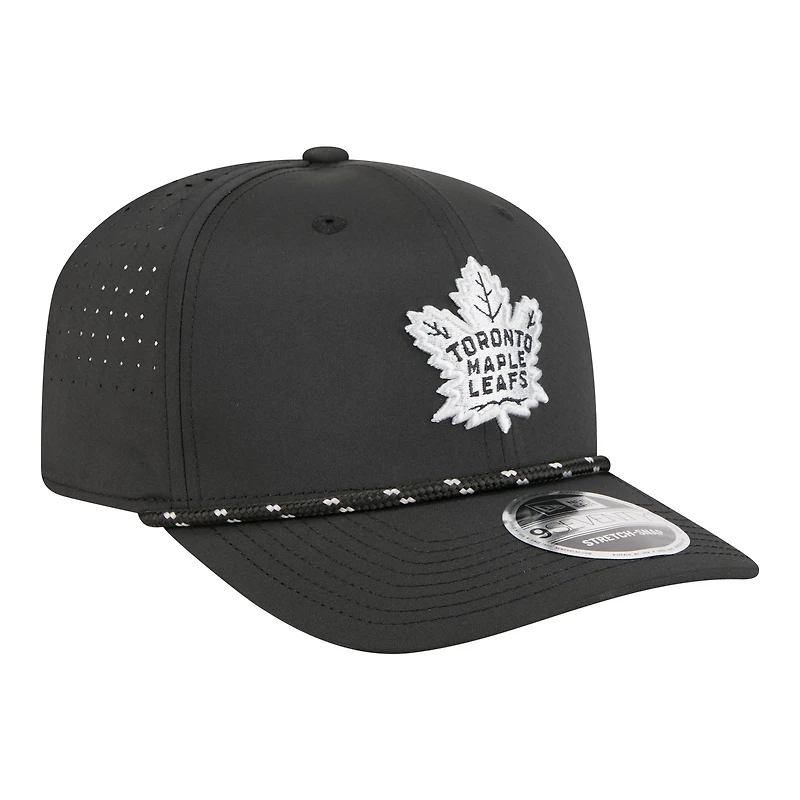 Casquette New Era noire Toronto Maple Leafs Sport aérée 9SEVENTY pour homme, ajustable par corde