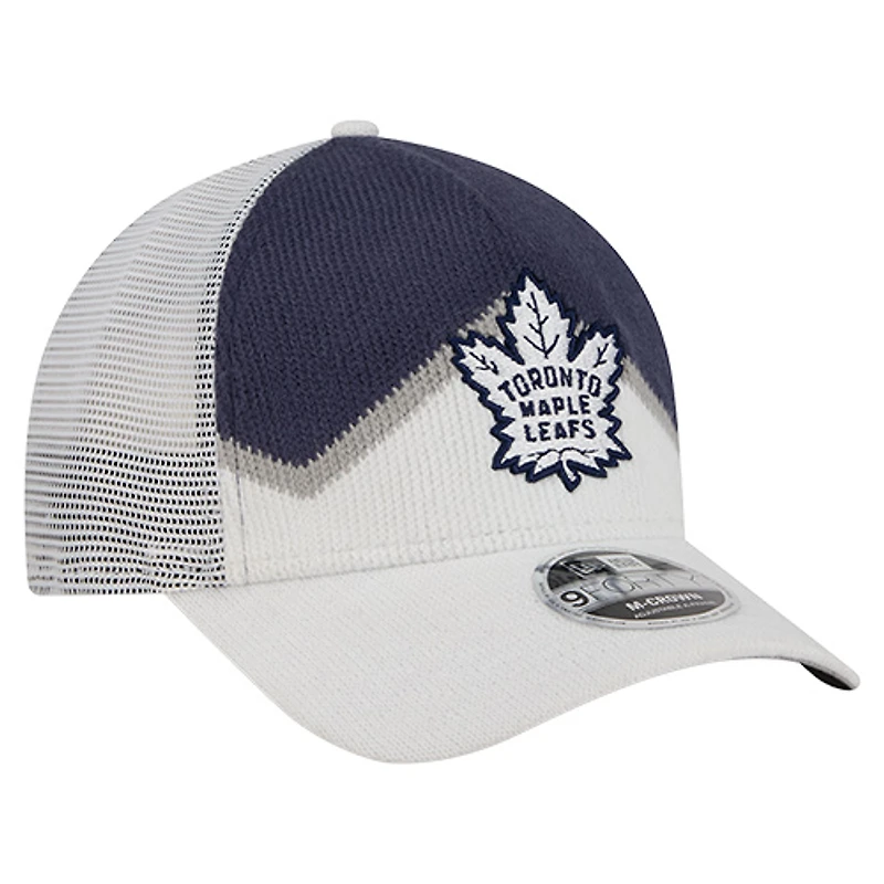 Casquette ajustable New Era 9FORTY M-Crown A-Frame bleu/blanc pour homme des Maple Leafs de Toronto