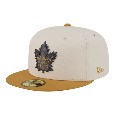 Casquette ajustée New Era 59FIFTY bicolore crème/beige Toronto Maple Leafs pour homme