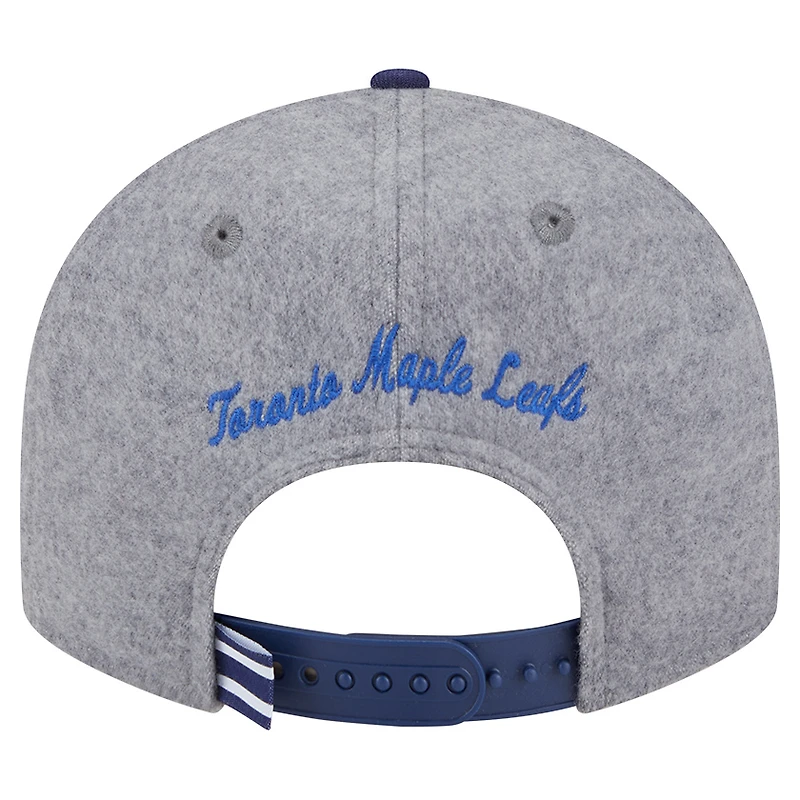 Casquette snapback 9FIFTY grise/bleue New Era pour homme, motif à pin en laine des Maple Leafs de Toronto