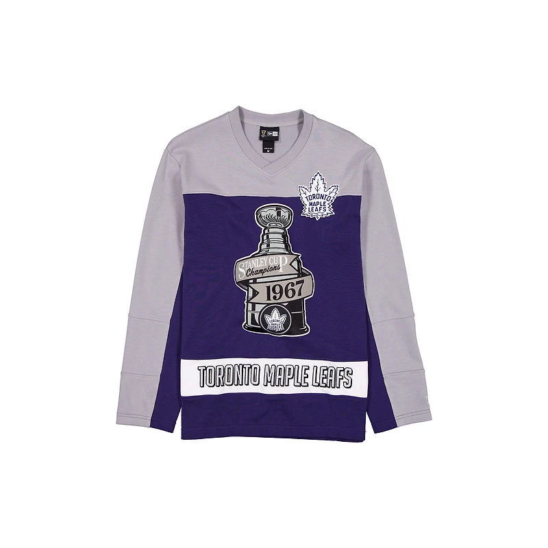 Men's New Era Navy/Gray Toronto Maple Leafs Stanley Cup Champions Long-Sleeve Hockey Jersey Shirt