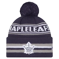 Bonnet classique en tricot à revers avec pompon New Era bleu marine des Maple Leafs de Toronto pour homme