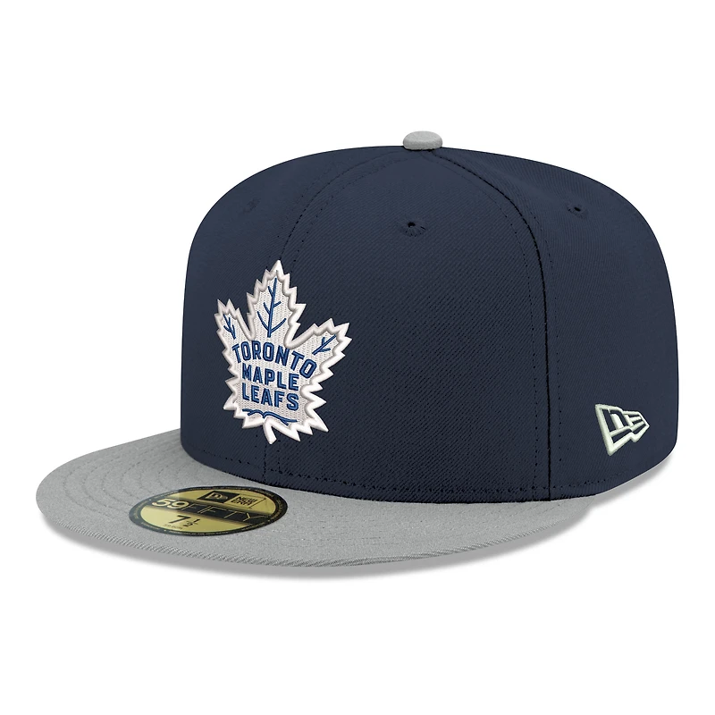 Men's New Era  Navy Toronto Maple Leafs Core Logo Two-Tone 59FIFTY Fitted Hat