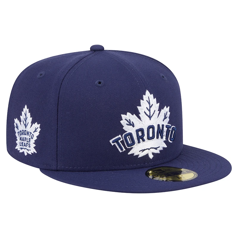 Casquette ajustée New Era Deceptor 59FIFTY bleu marine pour homme des Maple Leafs de Toronto