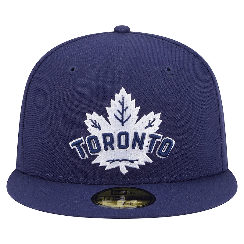 Casquette ajustée New Era Deceptor 59FIFTY bleu marine pour homme des Maple Leafs de Toronto