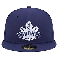 Casquette ajustée New Era Deceptor 59FIFTY bleu marine pour homme des Maple Leafs de Toronto