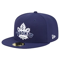 Casquette ajustée New Era Deceptor 59FIFTY bleu marine pour homme des Maple Leafs de Toronto