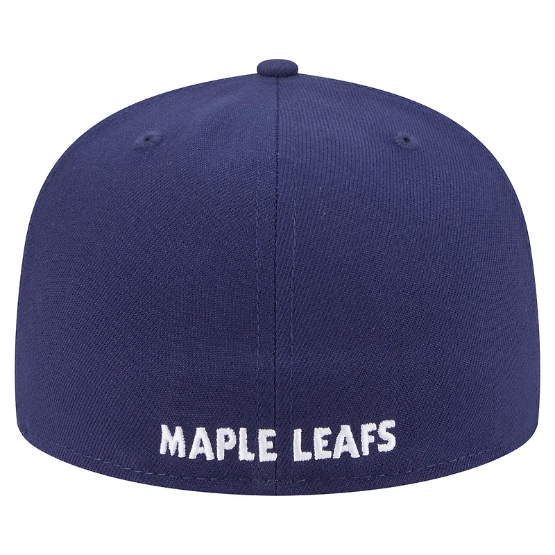 Casquette ajustée New Era Deceptor 59FIFTY bleu marine pour homme des Maple Leafs de Toronto