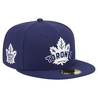 Casquette ajustée New Era Deceptor 59FIFTY bleu marine pour homme des Maple Leafs de Toronto
