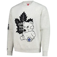 Pull ras du cou en peluche pour homme avec motif flocons d'avoine des Maple Leafs de Toronto