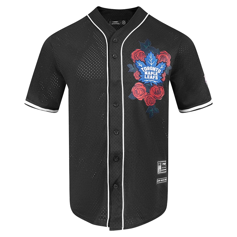Chemise de baseball à boutons complets en maille noire Pro Standard des Maple Leafs Toronto pour hommes