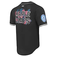 Chemise de baseball à boutons complets en maille noire Pro Standard des Maple Leafs Toronto pour hommes