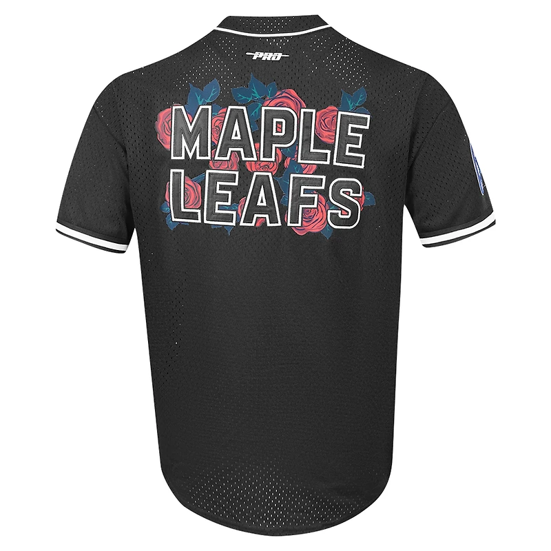 Chemise de baseball à boutons complets en maille noire Pro Standard des Maple Leafs Toronto pour hommes