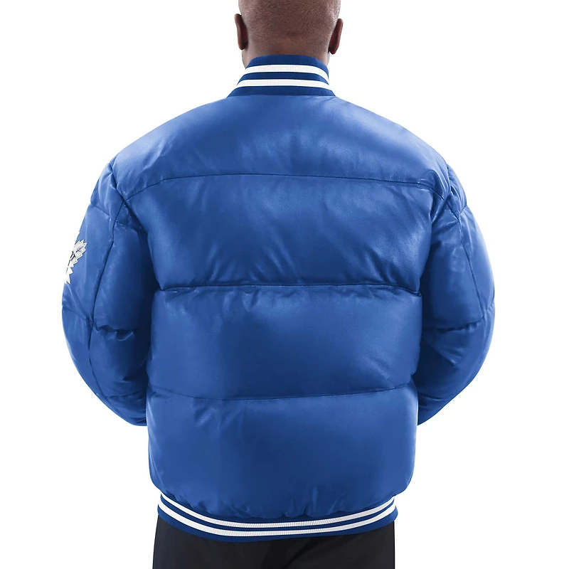 Veste en cuir entièrement zippée Starter Blue Toronto Maple Leafs Bubble pour hommes