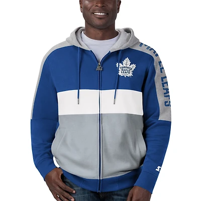 Bloc de couleurs des Maple Leafs Toronto Starter Blue pour homme - Veste à capuchon entièrement zippée