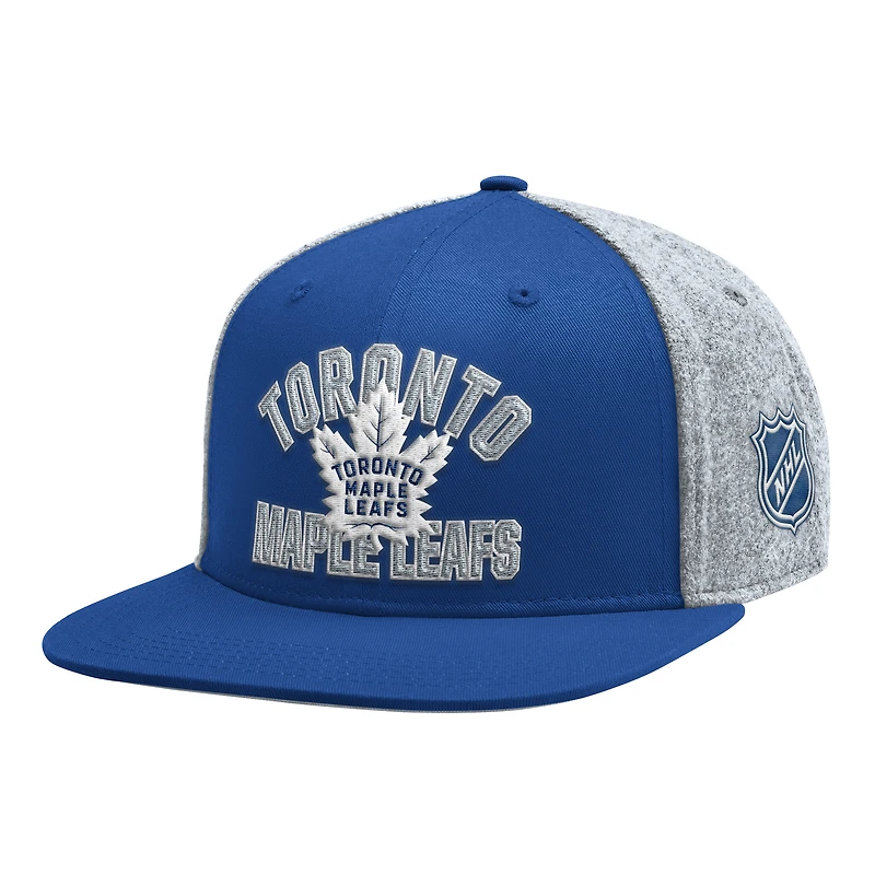 Casquette snapback Starter bleue en laine Melton pour homme des Maple Leafs de Toronto
