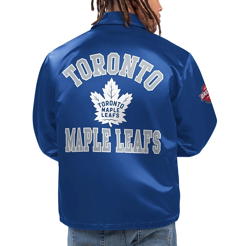 Men's Starter Blue Toronto Maple Leafs Option Route Coaches Full-Snap Jacket