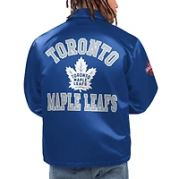 Men's Starter Blue Toronto Maple Leafs Option Route Coaches Full-Snap Jacket