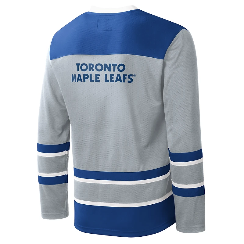 T-shirt à manches longues et col en V des Maple Leafs de Toronto Starter gris pour homme