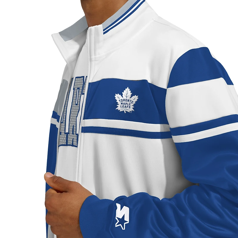 Men's Starter White Toronto Maple Leafs Jordan Pique Full-Zip Track Jacket