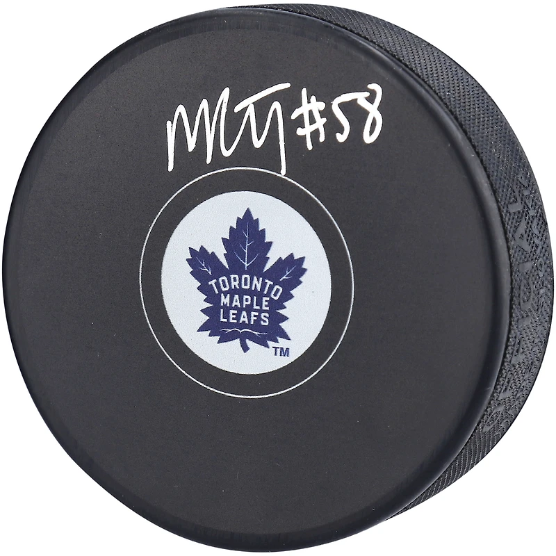 Michael Bunting Rondelle de hockey autographiée des Maple Leafs de Toronto