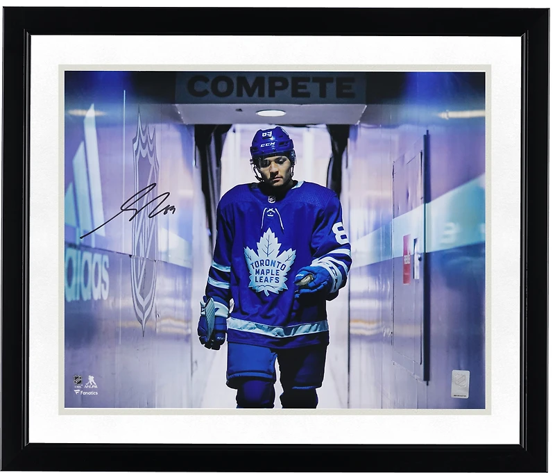 Nick Robertson Toronto Maple Leafs Autographed 16" x 20" Blue Jersey Walking Down the Tunnel Photograph